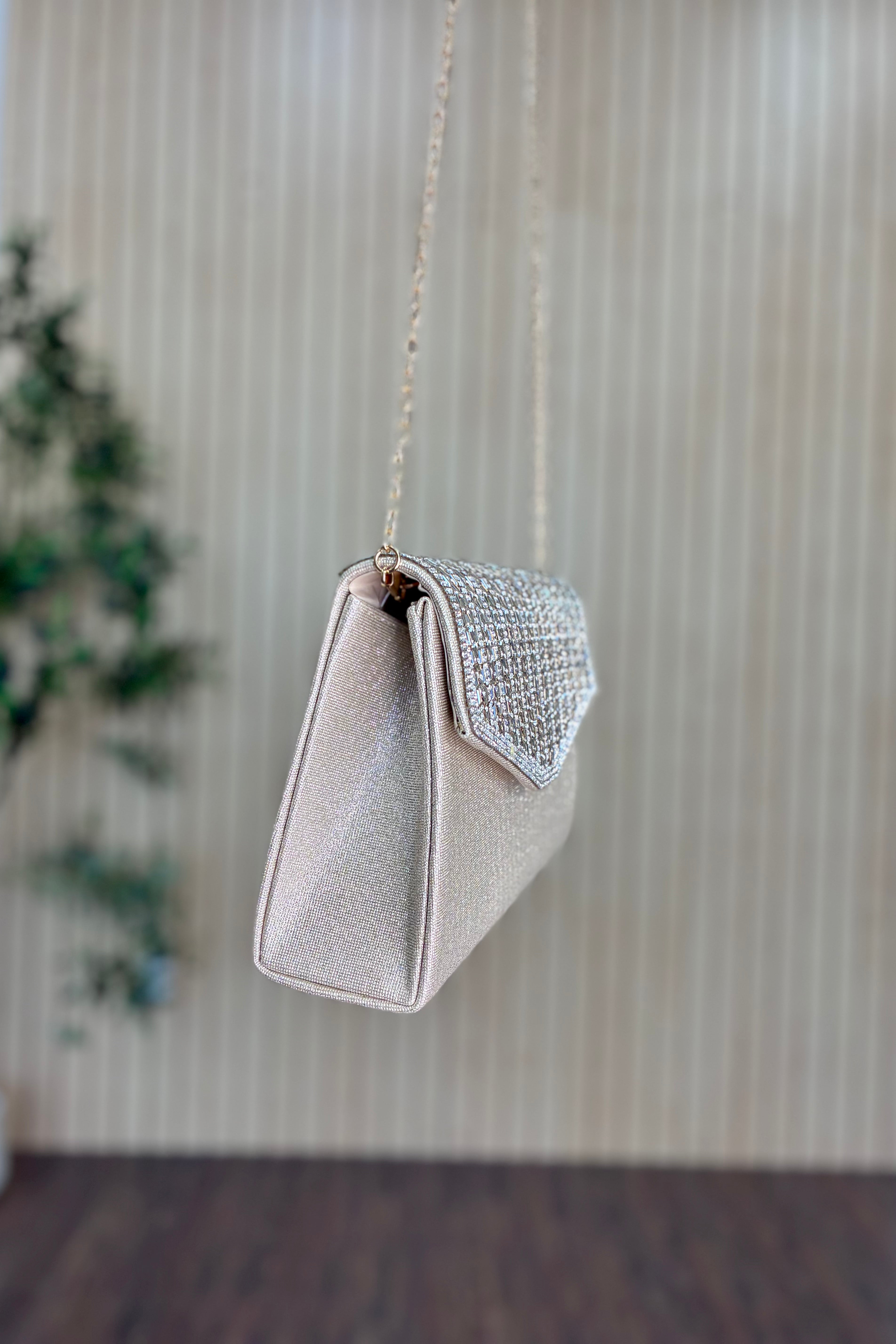 Rhinestone Trim Envelope Clutch Bag