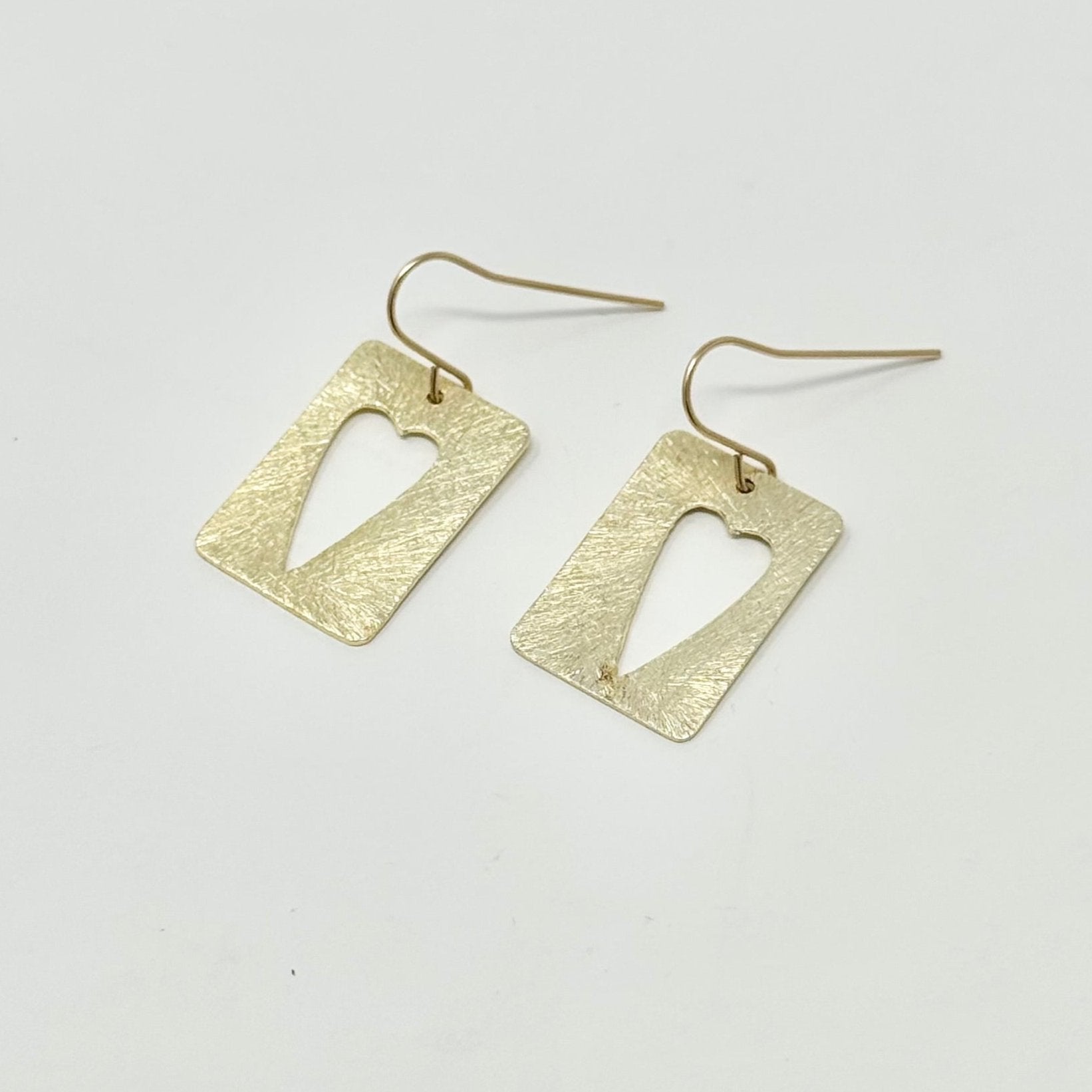 MTT Jewelry - Jewelry - Earrings - Cecilia Brushed Heart Cut Out Earrings | Gold - MTT Collective