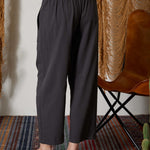Smocked-Waist Wide Leg Pull-On Pants - Charcoal