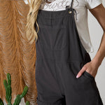 Spaghetti Tie Strap Overall Shorts - Charcoal