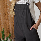 Spaghetti Tie Strap Overall Shorts - Charcoal