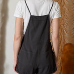 Spaghetti Tie Strap Overall Shorts - Charcoal