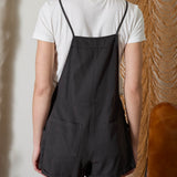 Spaghetti Tie Strap Overall Shorts - Charcoal