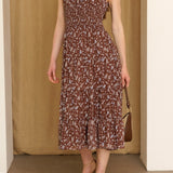 Adeline Smocked Floral Tiered Midi Dress