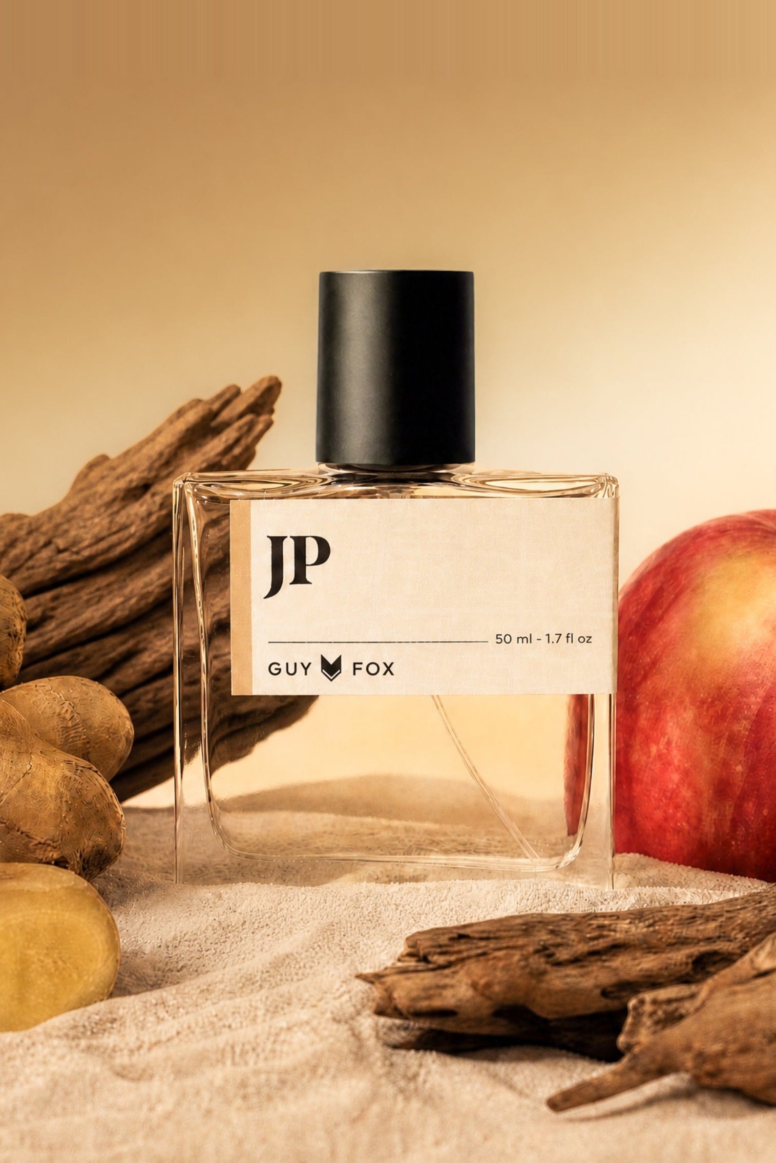 Guy Fox JP men's cologne 50ml bottle with ginger, apple, and cashmere wood