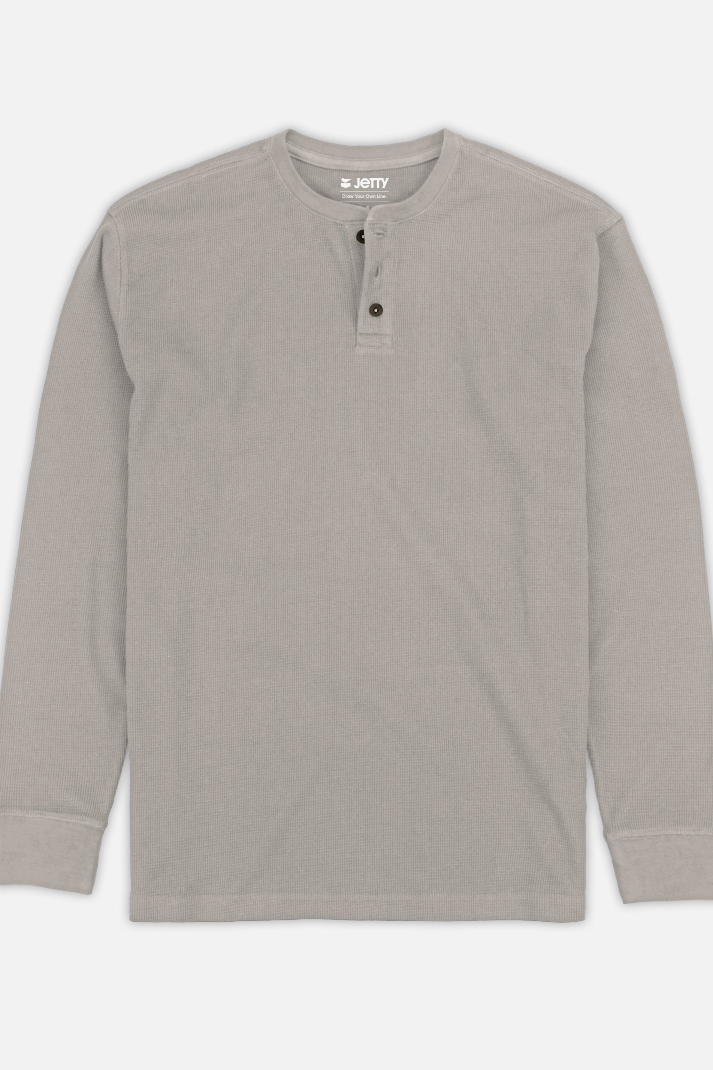 Jetty Seabed Waffle Henley Warm Grey