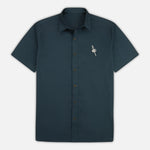 Jetty Maris Embroidered Shirt in Navy - front view with embroidered olive skewer detail
