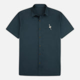 Jetty Maris Embroidered Shirt in Navy - front view with embroidered olive skewer detail