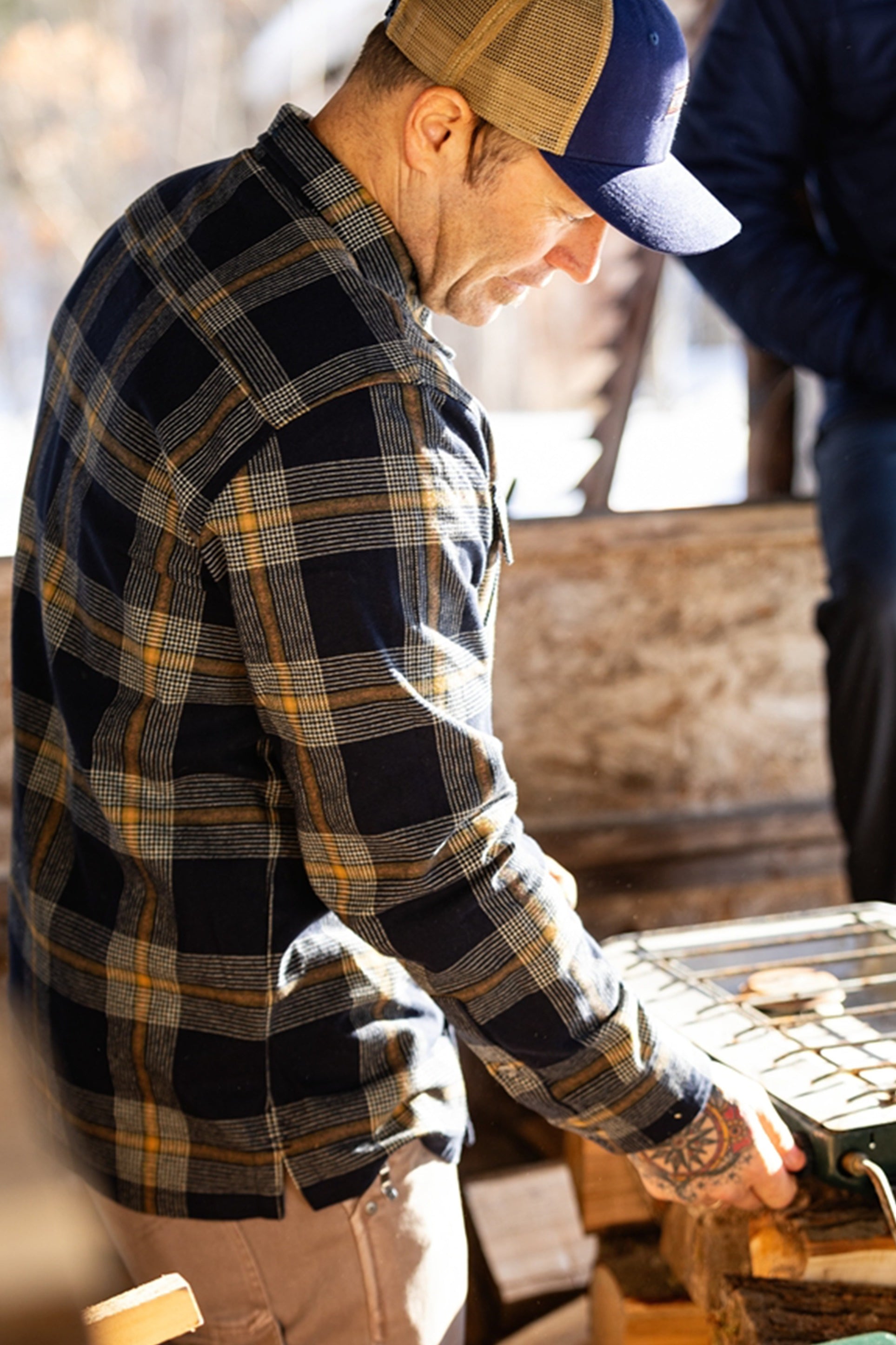 Jetty Arbor Flannel Navy detail