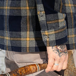 Jetty Arbor Flannel Navy on model