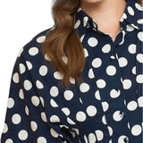Patti Polka Dot Pleated Button Down Top