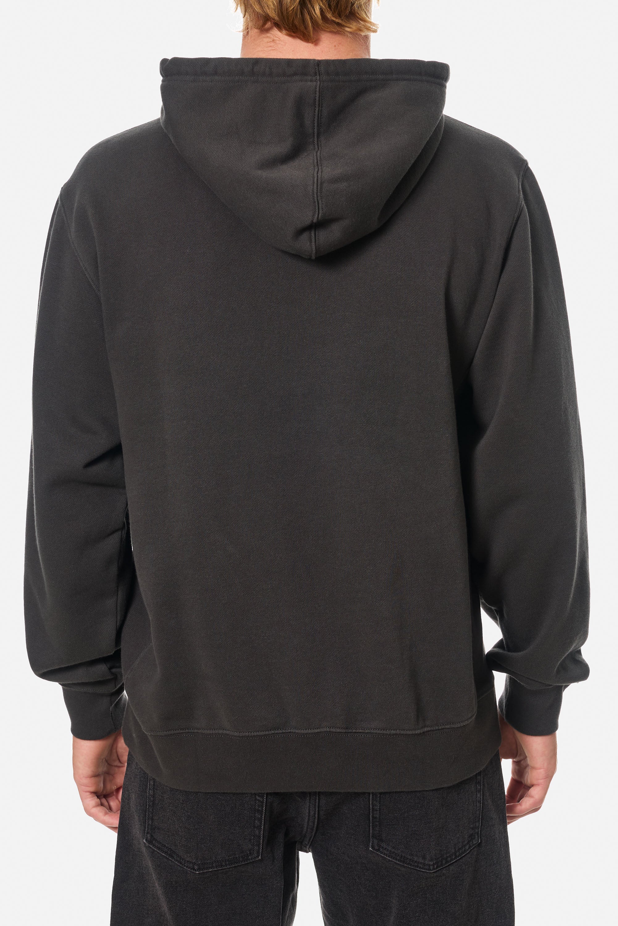 Katin Embroidered Hoodie Black Wash - on model back