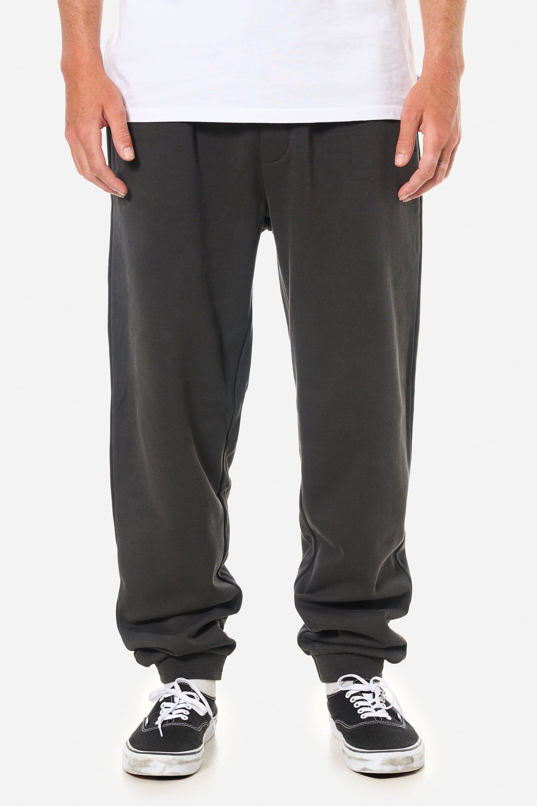 Katin Lounge Pant in Black Wash, front on model
