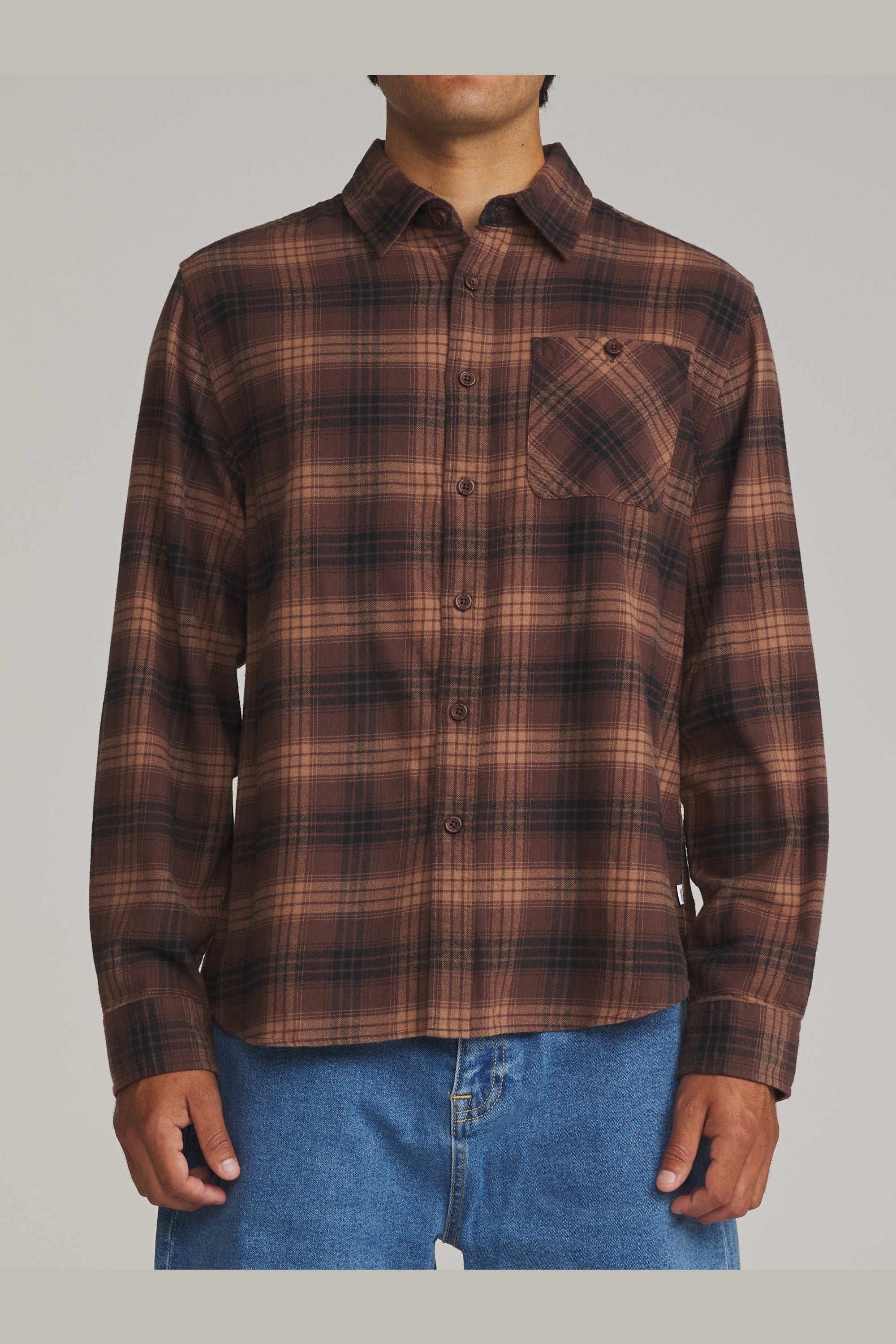 Katin Derek Flannel French Roast - on model front