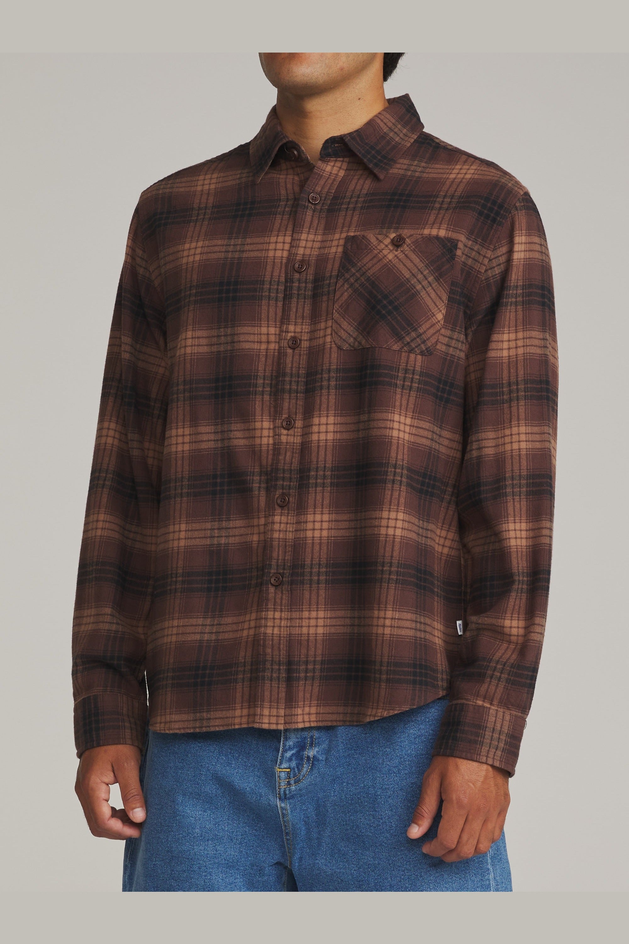 Katin Derek Flannel French Roast - on model side