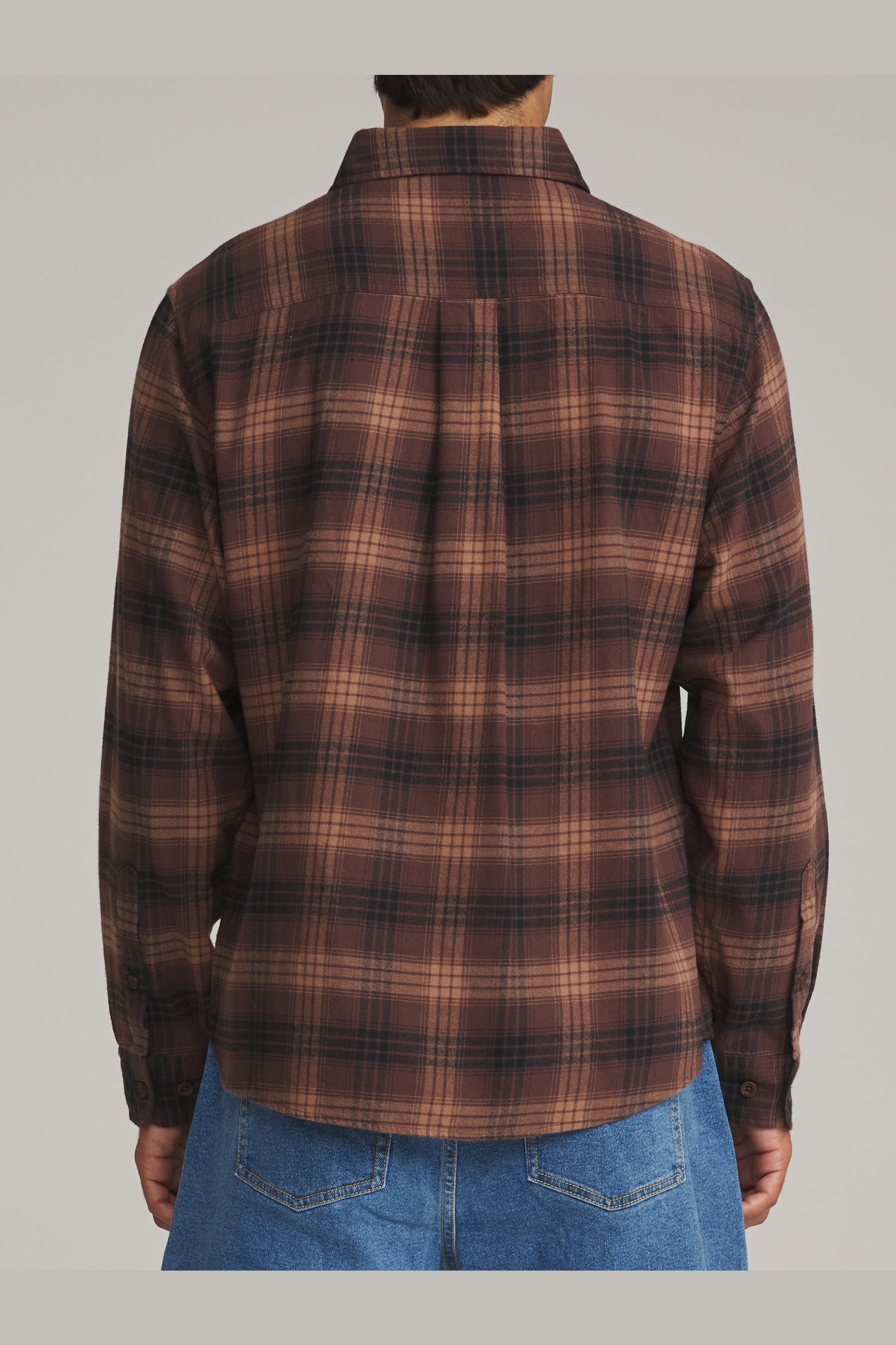 Katin Derek Flannel French Roast - on model back