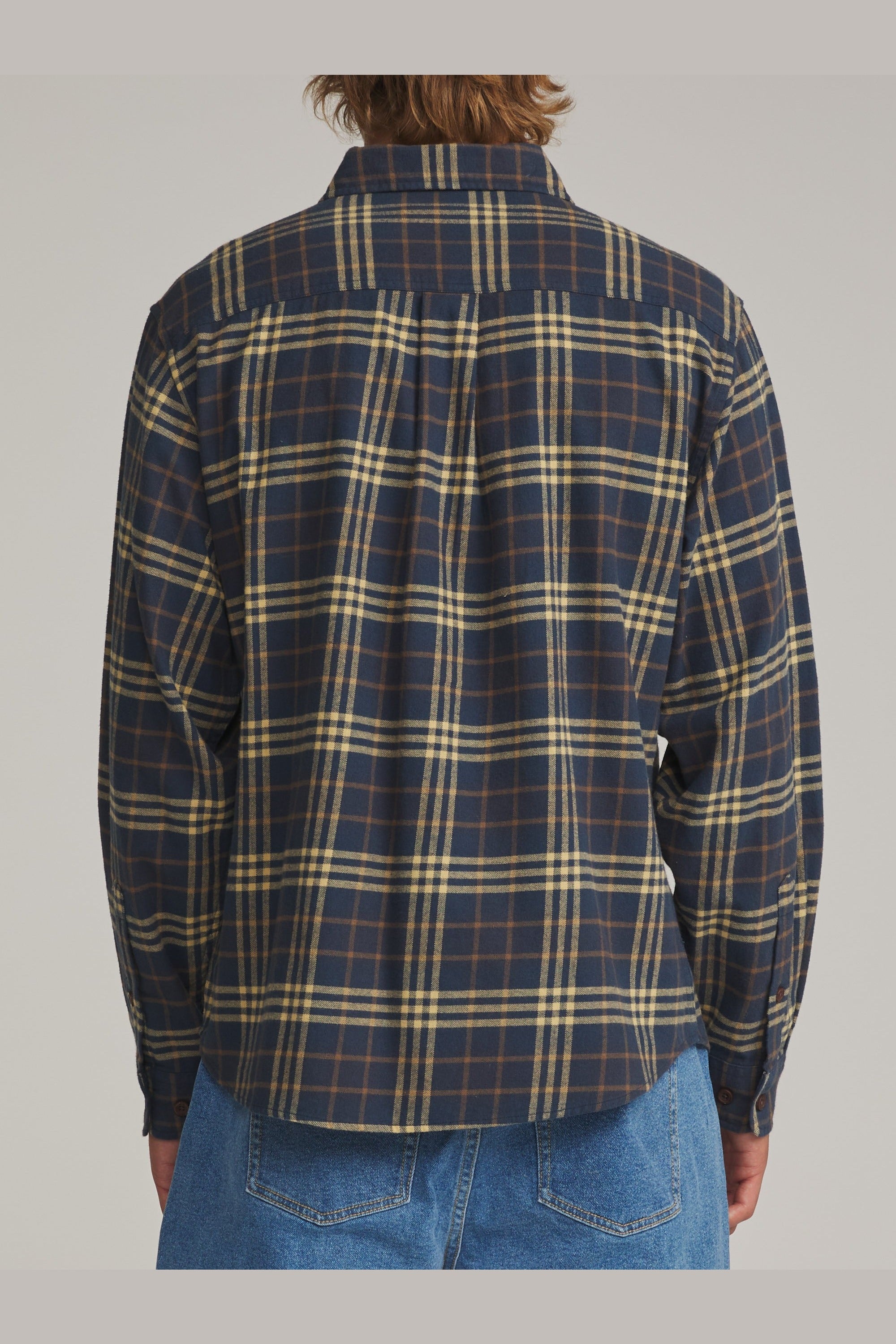 Katin Derek Flannel Washed Blue - on model back