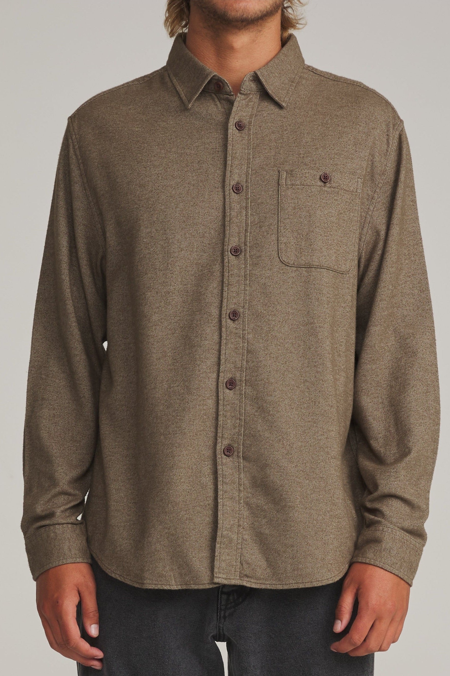Katin Twiller Flannel Vintage Khaki - on model front