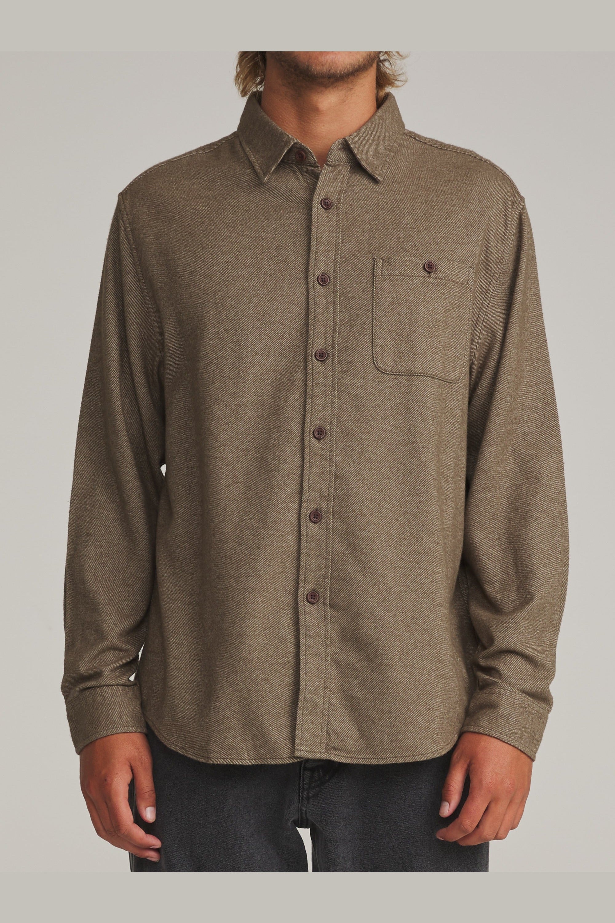 Katin Twiller Flannel Vintage Khaki - on model front