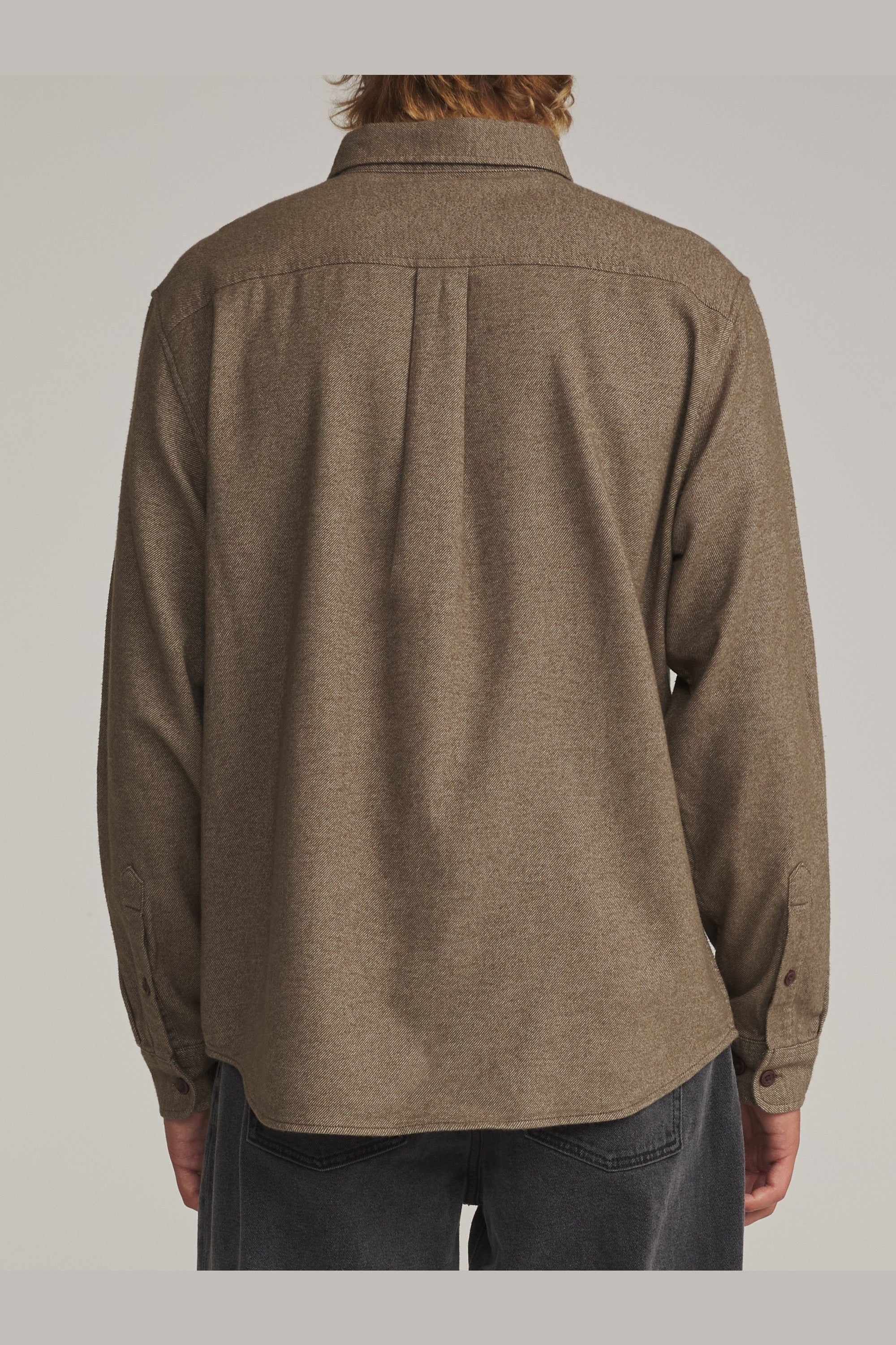Katin Twiller Flannel Vintage Khaki - on model back