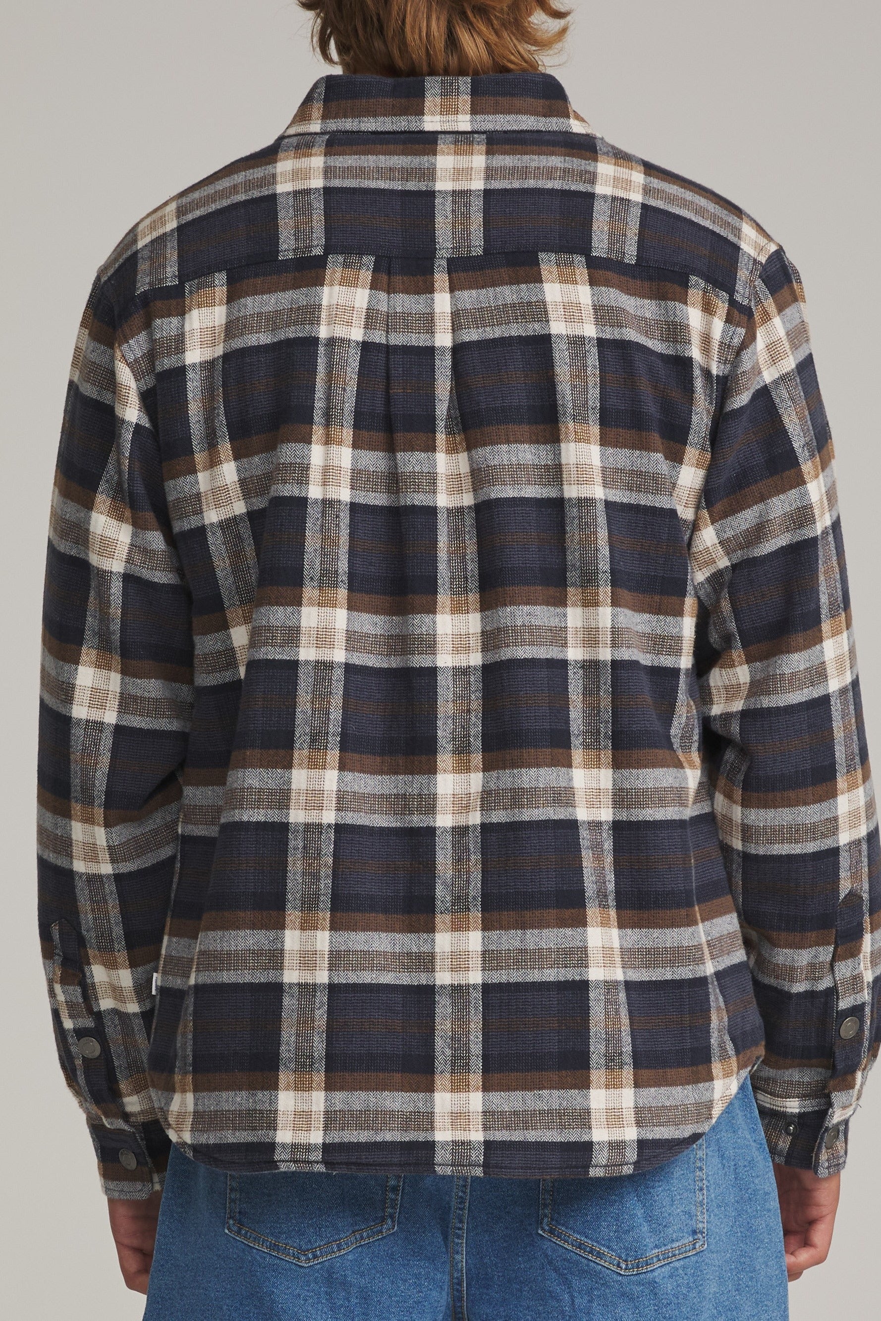 Harold Plaid Shirt Jacket Navy back