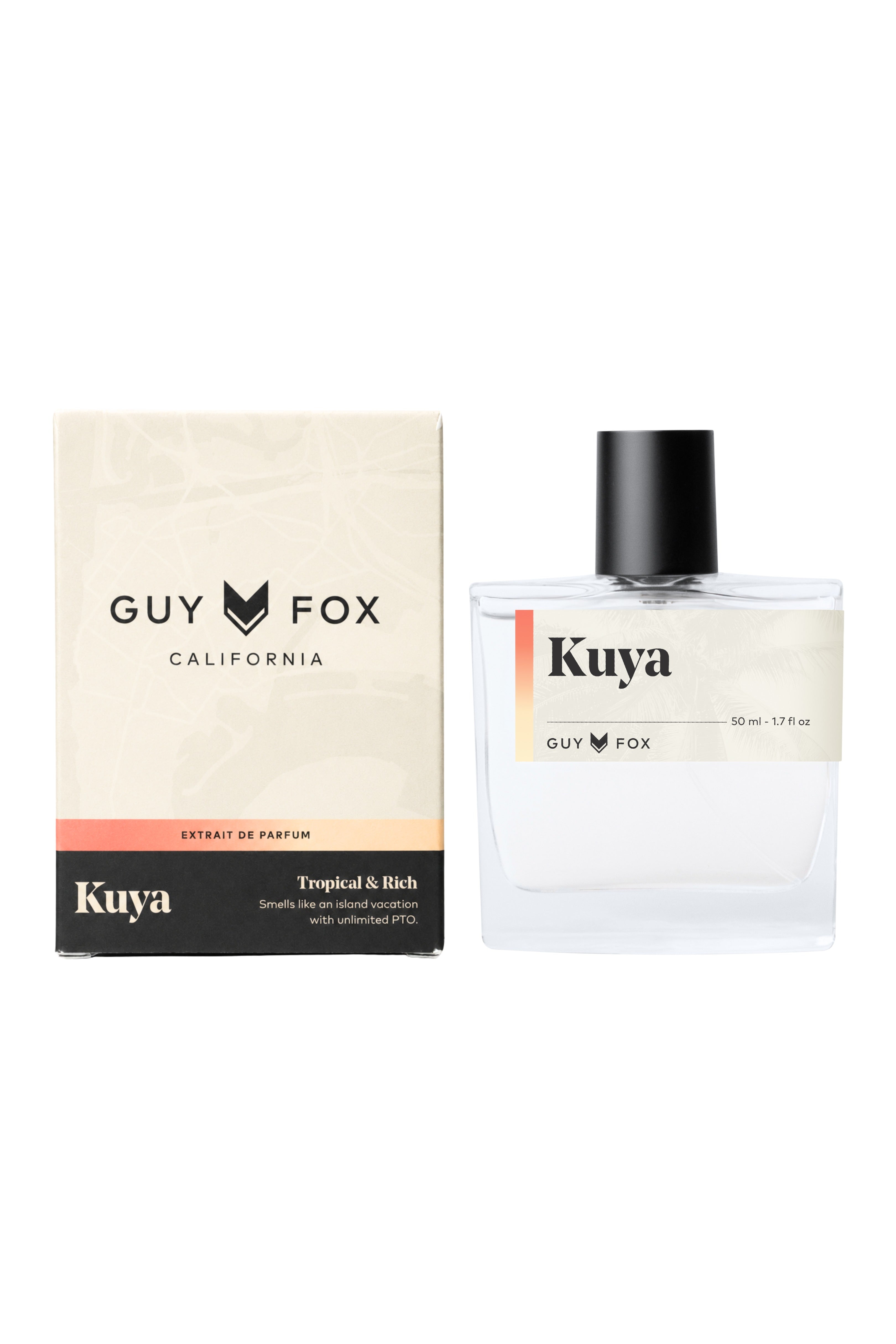 Kuya cologne bottle and Guy Fox box