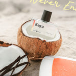 Kuya cologne bottle in a coconut on the beach