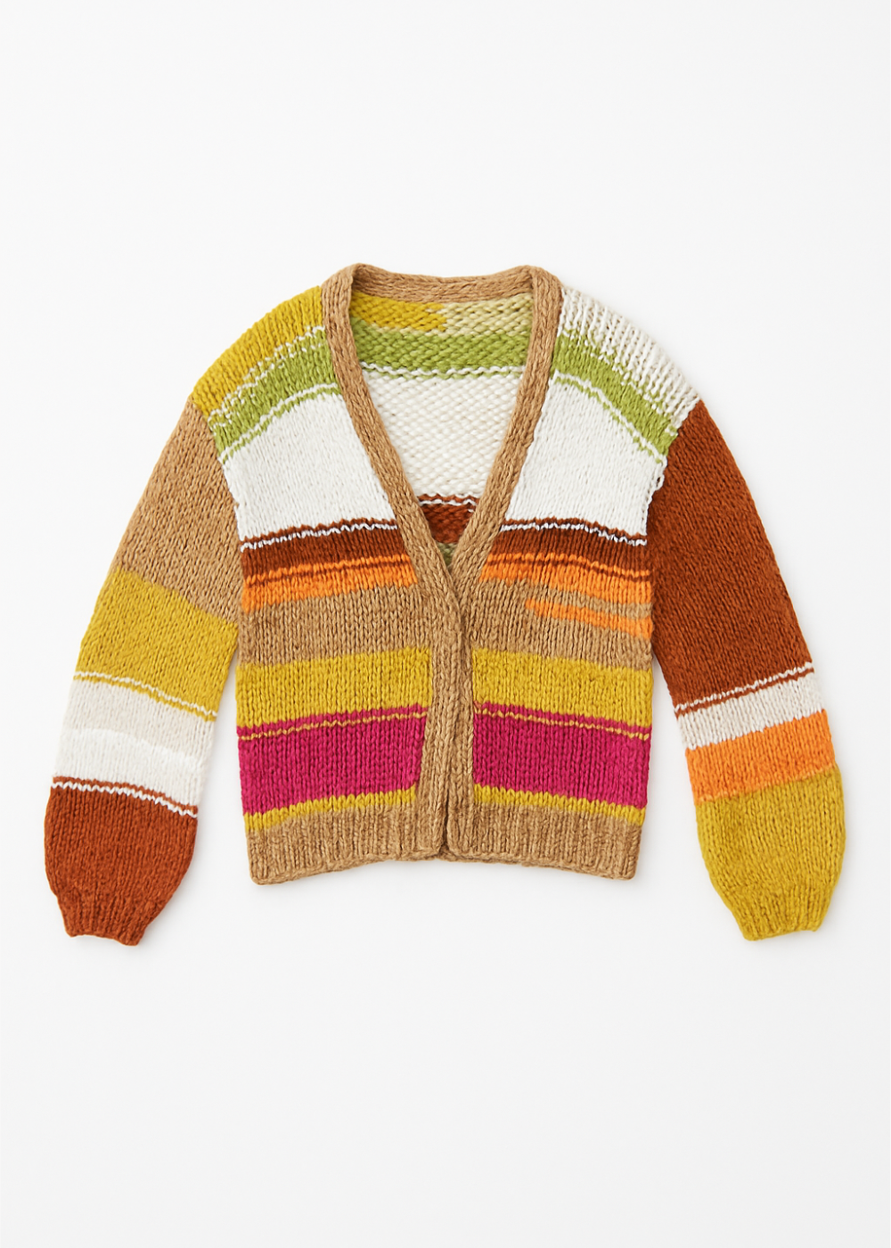 Colorful striped sweater on a white background