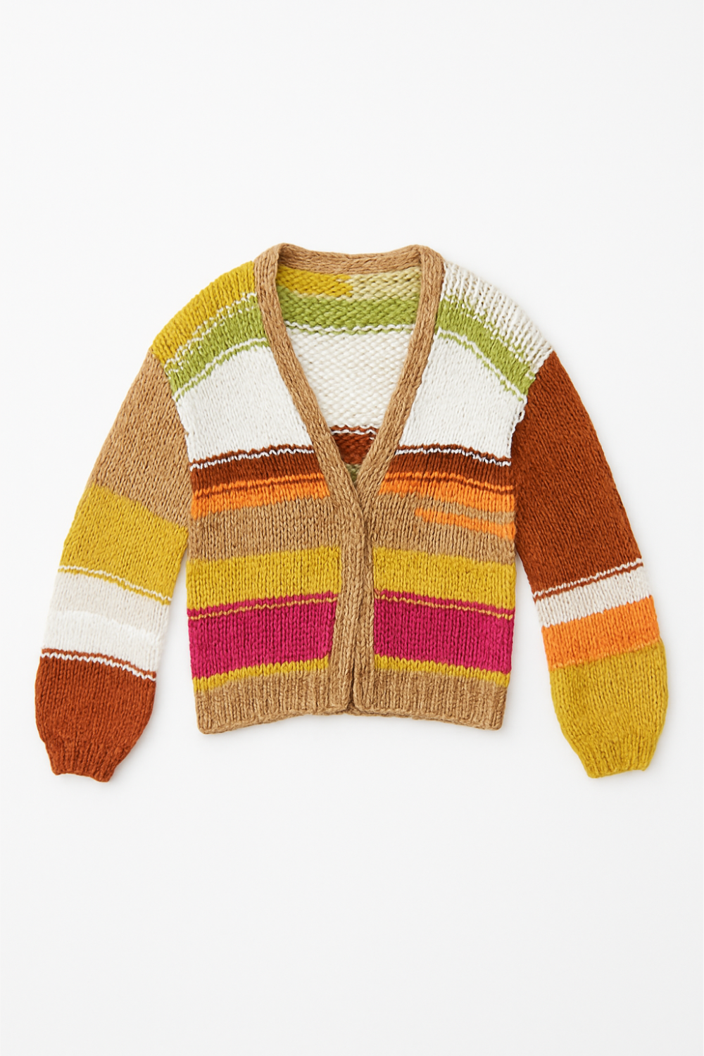 Colorful striped sweater on a white background