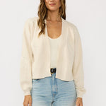 Brinley Embroidered Cardigan in Ivory, front view