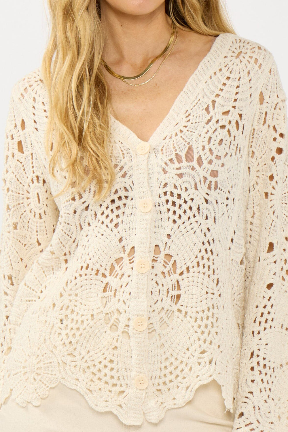 Seabrook Crochet Cardigan in Natural - MTT Collective