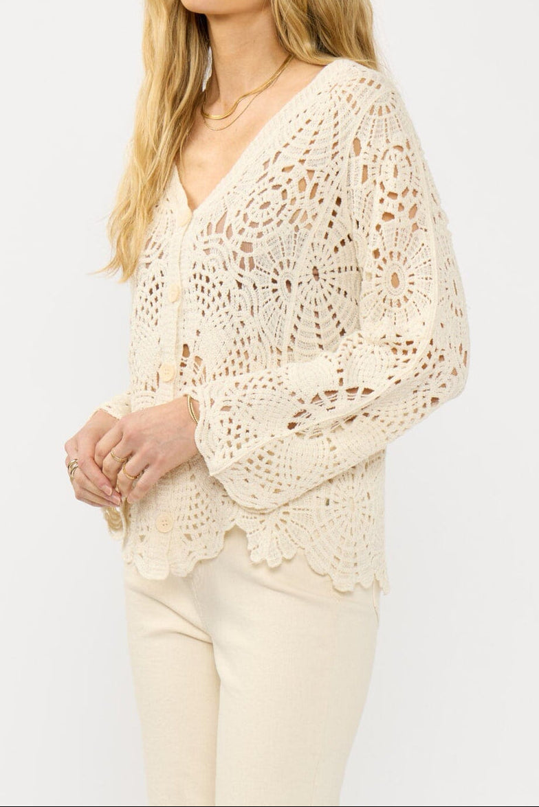 Seabrook Crochet Cardigan in Natural - MTT Collective