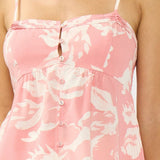 Pintuck Button-Front Spaghetti Strap Blouse