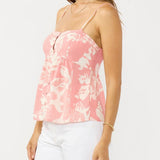 Pintuck Button-Front Spaghetti Strap Blouse