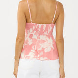 Pintuck Button-Front Spaghetti Strap Blouse