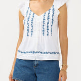 Pintuck Ruffle Sleeve Button-Down Blouse