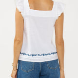Pintuck Ruffle Sleeve Button-Down Blouse