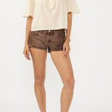 Half-Button Gathered Yoke Ruffle Blouse