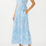 Tiered Button-Front Spaghetti Strap Maxi Dress