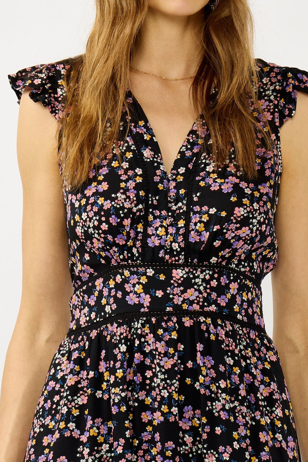 Midnight Romance Maxi Dress in Black/Pink - MTT Collective