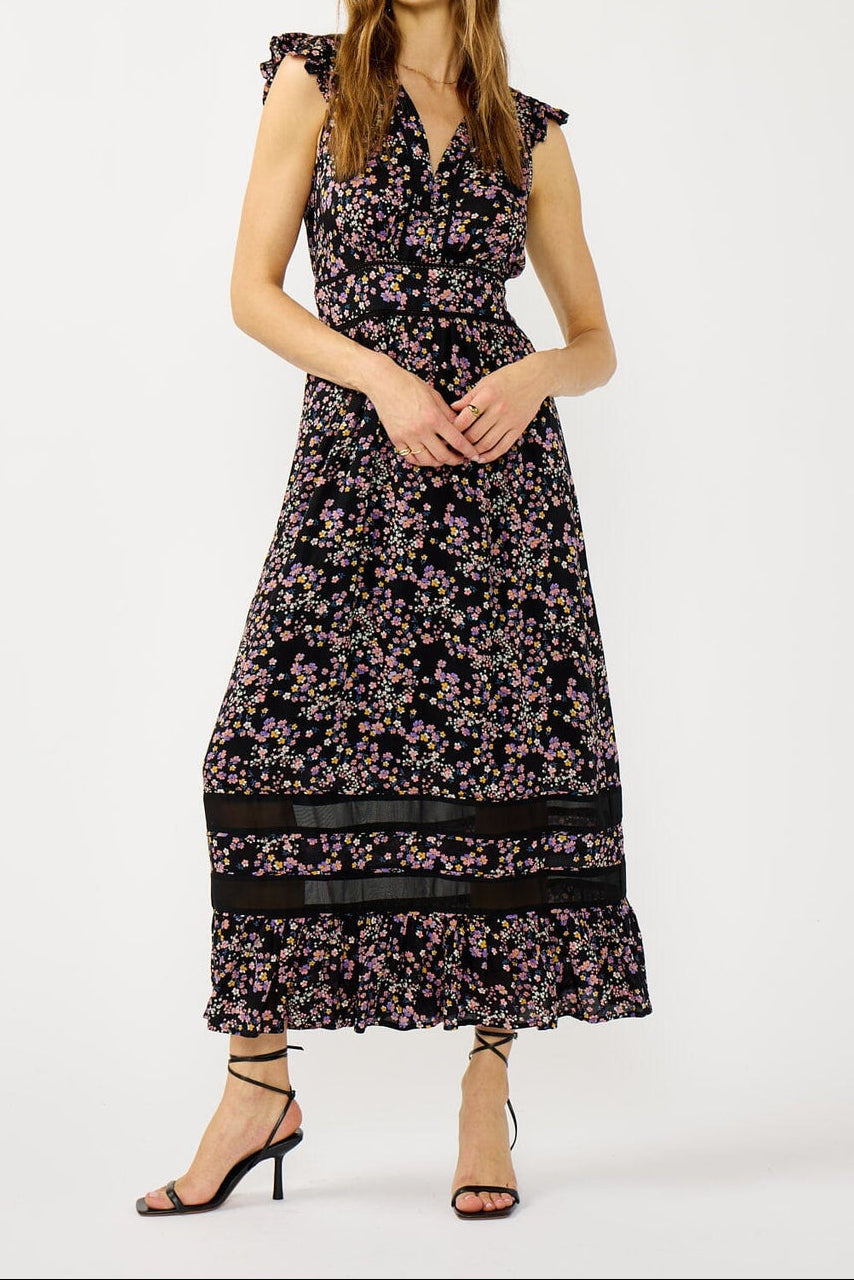 Midnight Romance Maxi Dress in Black/Pink - MTT Collective