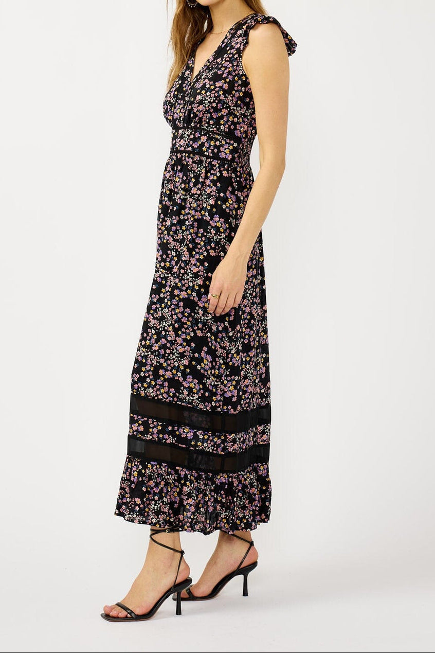 Midnight Romance Maxi Dress in Black/Pink - MTT Collective