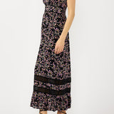 Midnight Romance Maxi Dress in Black/Pink - MTT Collective