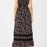 Midnight Romance Maxi Dress in Black/Pink - MTT Collective