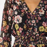 Dusk Garden Mini Dress in Black/Rust - MTT Collective