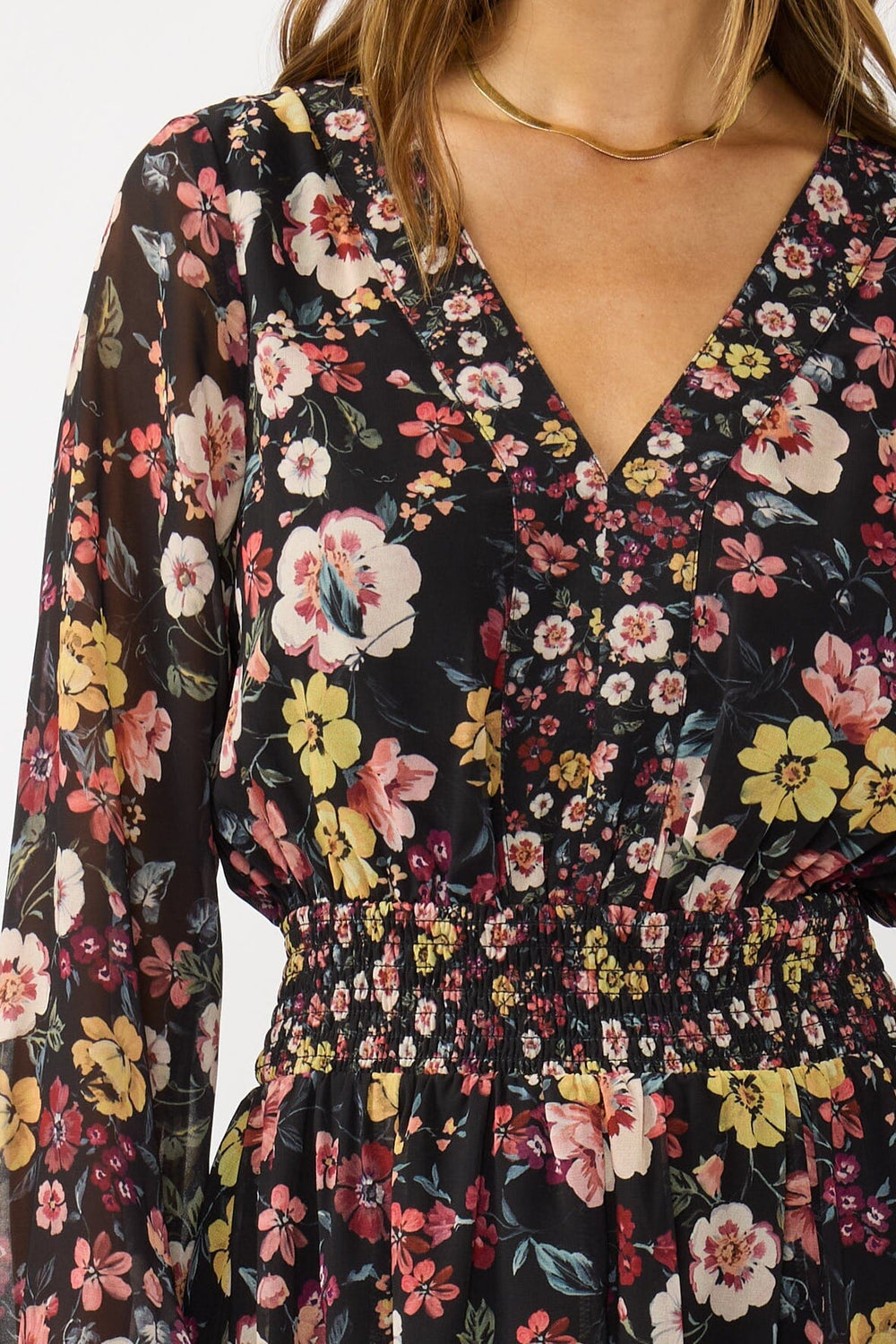 Dusk Garden Mini Dress in Black/Rust - MTT Collective