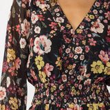 Dusk Garden Mini Dress in Black/Rust - MTT Collective