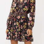 Dusk Garden Mini Dress in Black/Rust - MTT Collective