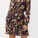 Dusk Garden Mini Dress in Black/Rust - MTT Collective