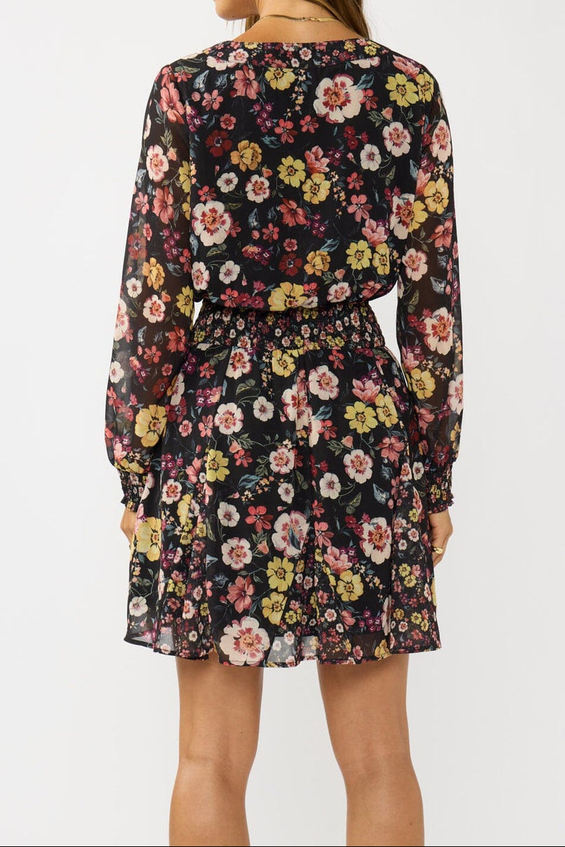 Dusk Garden Mini Dress in Black/Rust - MTT Collective